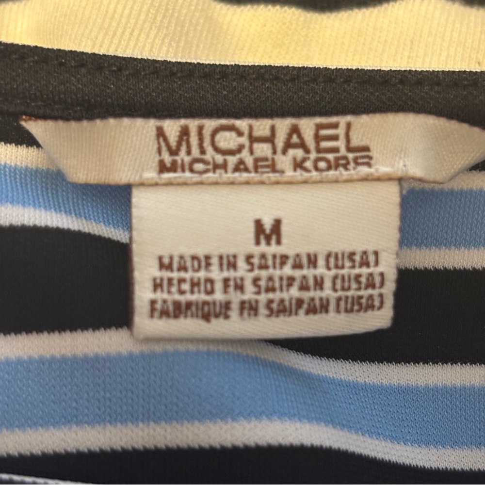 MICHAEL KORS Women’s Blouse Stripes 3/4 Sleeve Polyester Pull Over EUC Med - Picture 5 of 11